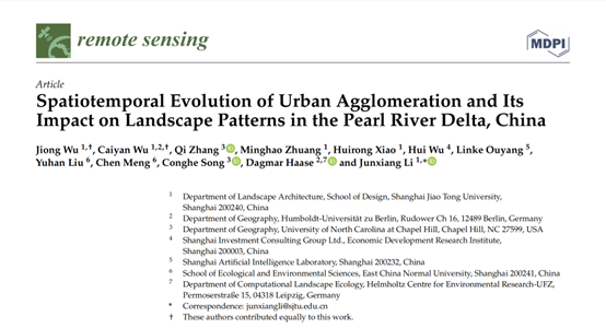 学术快讯 | 龙8国际参与上海交通大学《追踪城市群时空演变轨迹，刻画区域景观格局动态》
